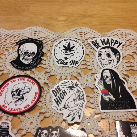 Black and white stickers, cell phone, hydroflask, high times theme - Picture 4 of 8